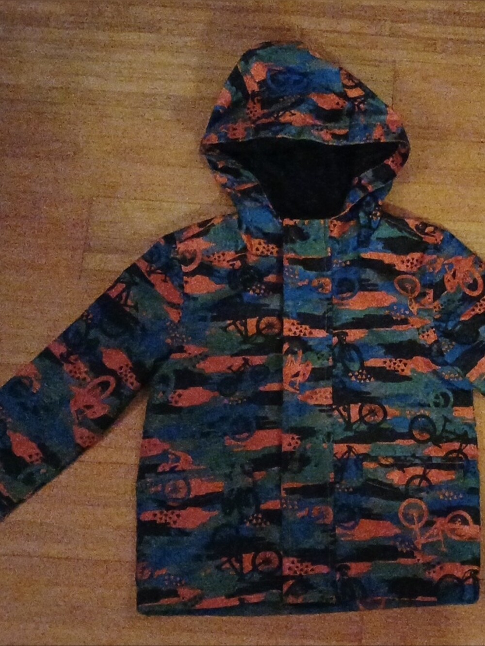 Joe Fresh Kids Raincoat in Blue and Orange Pattern